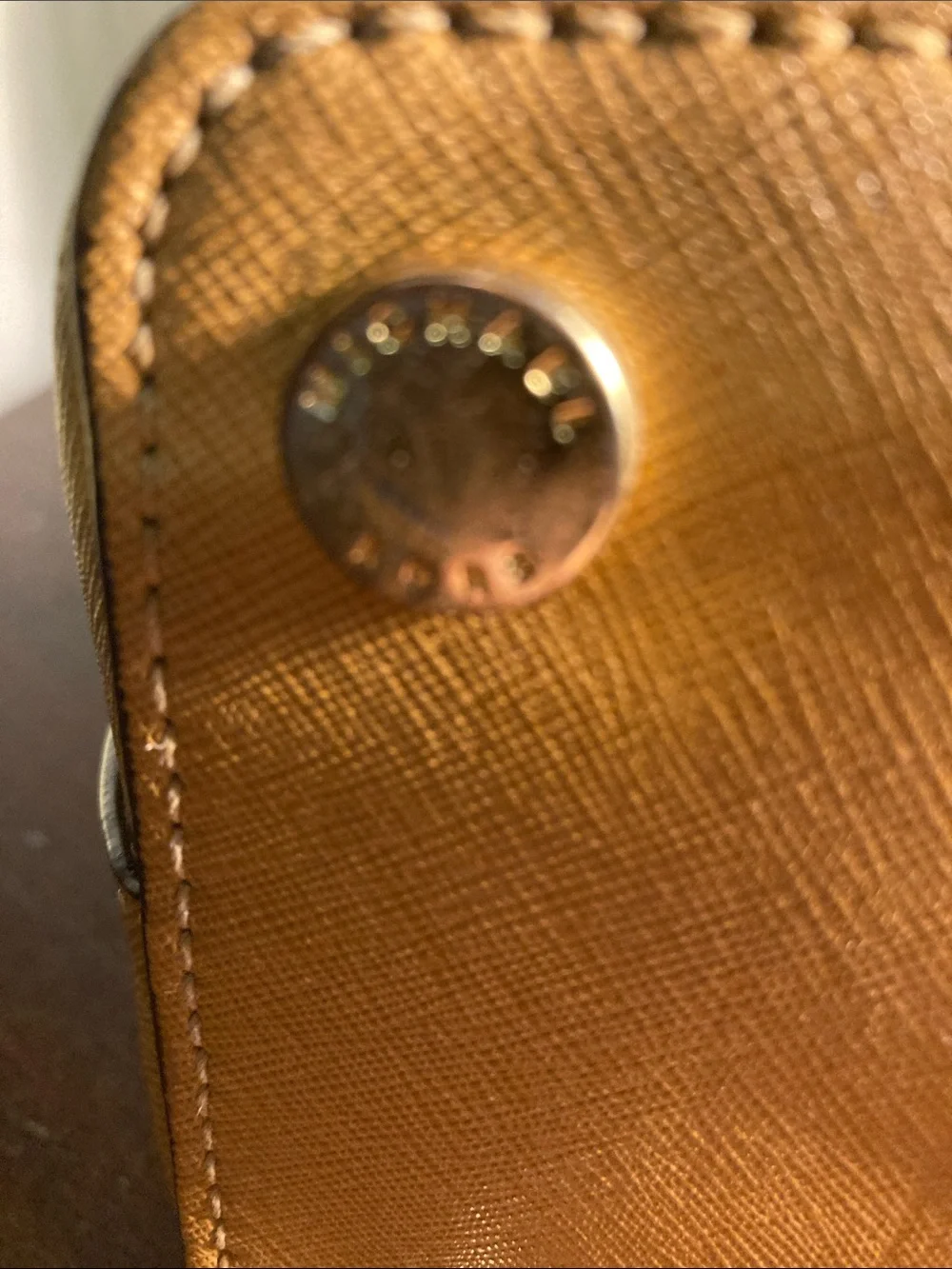 Michael Kors Saffiano Cindy Leather Dome Satchel in Mustard